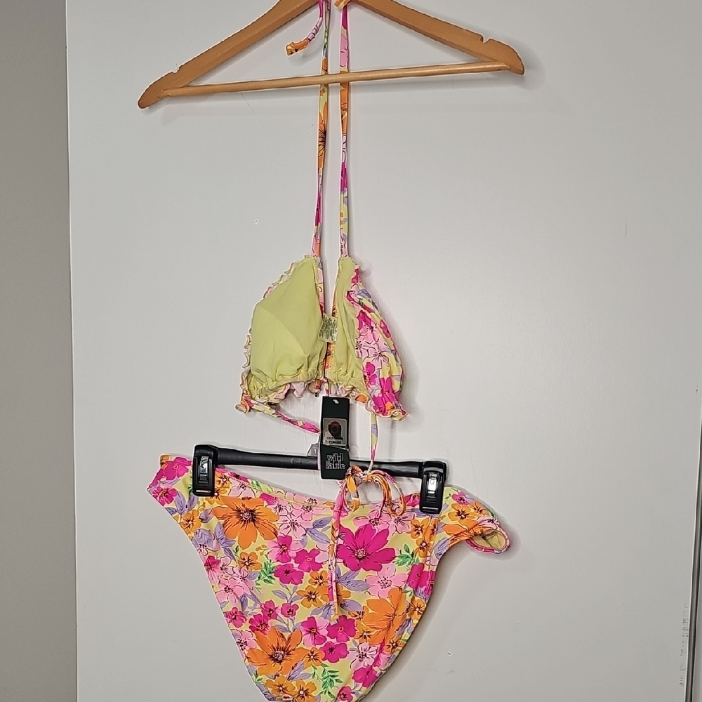 Floral Ruffle Bikini Set - Pink & Yellow - Picture 3 of 5